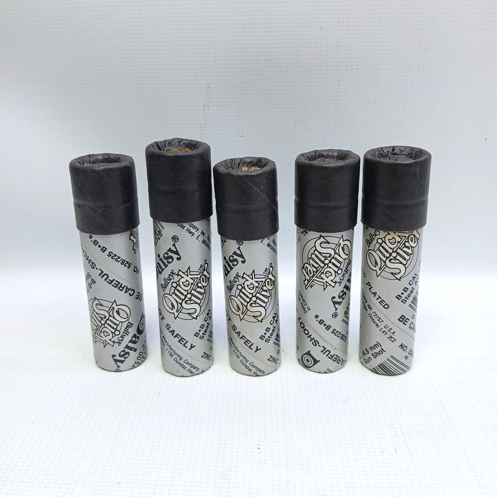 Lot 5 Vtg Daisy Quick Silver BB Zinc Plated Steel Air Shot 225 (3 Oz Ea) 4.5 Cal