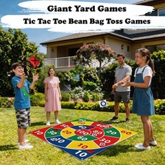 2-in-1 Outdoor Giant Tic Tac Toe Bean Bag Toss Games for Kids Blue