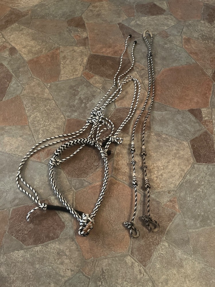 Custom Bosal/Rienda Set Black And White/ Bosal Charro Cabresto Headstall