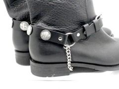 Boot Straps W Chain Buckle Buffalo Leather Biker Western PAIR Women’s Men’s