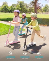 Gyroor Electric Scooter for Kids 6-12 Years with LED Wheels CPC Certified-Black