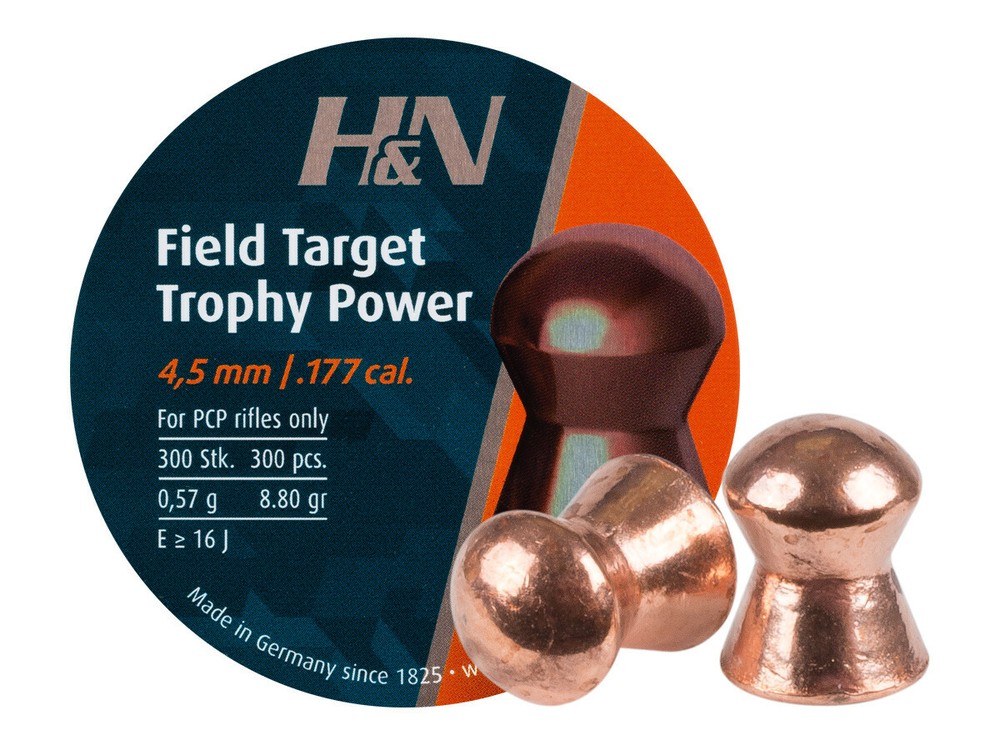 H&N Field Target Trophy Power 300 Count COPPER COATED 4.5mm .177 Caliber Pellets