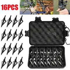 16PCS Hunting 100 Grain Broadheads 3 Blade for Compound Bow Crossbow Arrow Tips