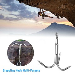 Grappling Hook 3Claw Climbing Hook Stainless Steel Grapnel Hook S/L Size USA