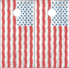 American FLag White Wash Woo LAMINATED Cornhole Wrap Bag Toss Skin Decal Sticker
