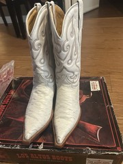 Los Altos Boots Women’s White Leather Toe Boots US 8 Style 33548/28