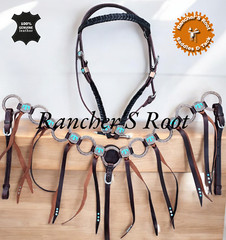Western Leather Tack Set For Horse | Ring Tack Set With Latigo Fringe