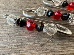 Horse Tack – Set Of 3 Red Rhinestone & Swarovski Crystal Blanket Number Pin