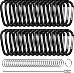 30PCS Aluminum Carabiner Clips, 2″ D Shape Spring Snap Hooks Carabiner with 30PC