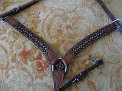 Bar H Equine crystal bling Tack Set Bridle, Breast Collar, bit &split reins
