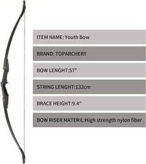 TOPARCHERY Archery 57″ Takedown Youth Recurve Bow Hunting Black 40lbs,
