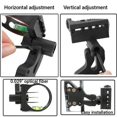 Archery Bow 3Pin Sight 0.029″ Optical Fiber Adjustable CompoundBow Shooting Hunt