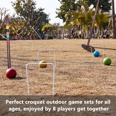 Deluxe 8 Players Croquet Set with 32In Regulation | 28In Standard Size Rubber