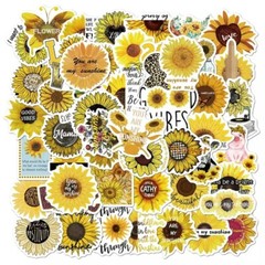 50-Pack Sunflower Stickers Cute Waterproof Sunflower Sticker laptop waterproof