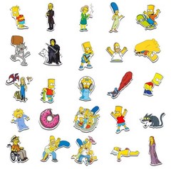 25 Piece Mix Lot 2” Simpsons Stickers Water Bottles, Waterproof Vinyl