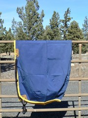Gore-Tex Turnout Rug Dover Saddlery Classic Cover-Ups 76″ Blue Yellow Trim