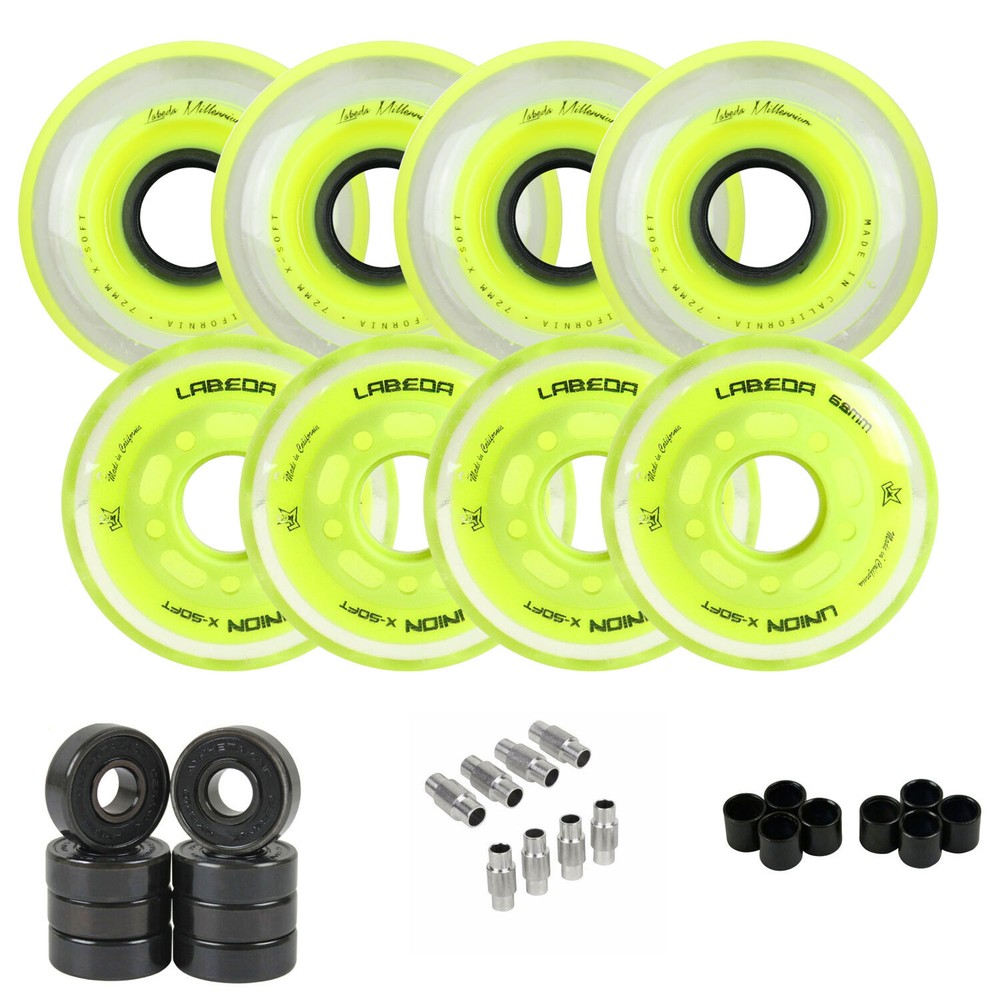 Labeda Roller Hockey Wheel Premium Youth Hilo Combo 68mm 72mm with Bearings Uni