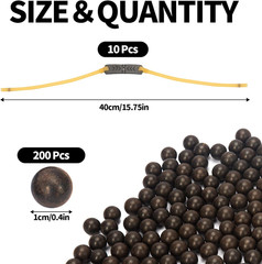 200pcs Clay Slingshot Ammo with 10pcs Slingshot Replacement Band for All Insert