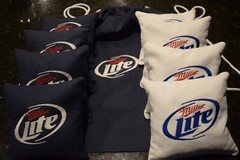8 Cornhole Bags Plus a Carrying Bag! Miller Lite! Whole Corn or Pellets