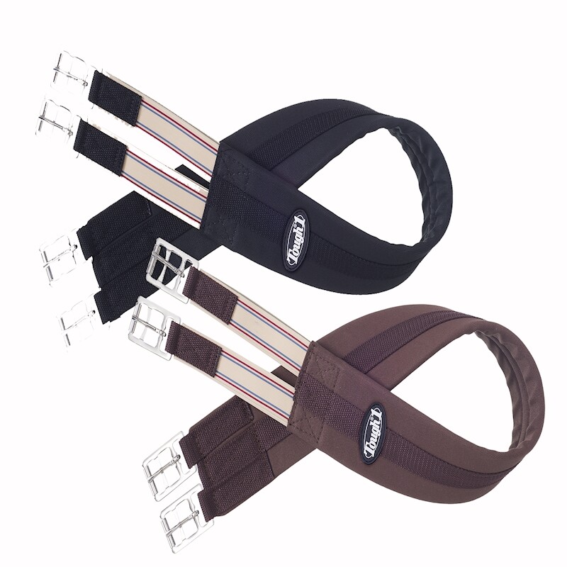 English Saddle Girth – Padded Cotton – Elastic End – 40″ to 54″ – Black or Brown