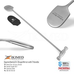 Equine Dental Examination D-Shape Mirror, Stainless Steel Length 18″ Long