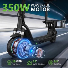 Electric Scooter with Seat 350W 19MPH 15-17Miles 5.2Ah App Control Foldable