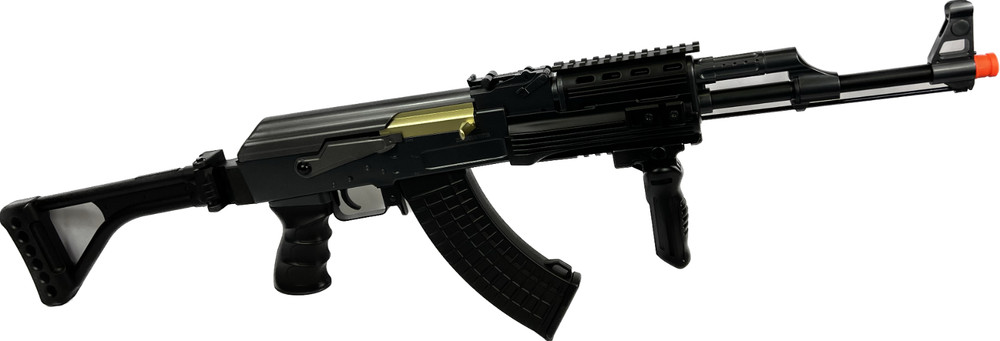 One Air Soft DE Metal AK-47S Airsoft Auto AEG Rifle 320 FPS @ 0.2G w/ RIS Black