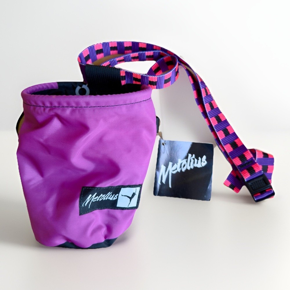 Metolius Small Rock Climbing Comp Chalk Bag Purple Synthetic Fur Liner