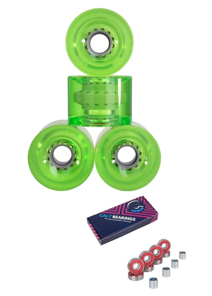 Cal 7 Skateboard Cruiser Clear Green Color 70mm 83a Wheel With Bearing