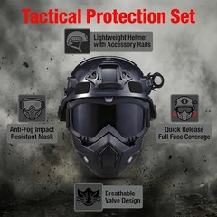 Tactical Airsoft Helmet with Detachable Goggles and Full : Military Gear for …