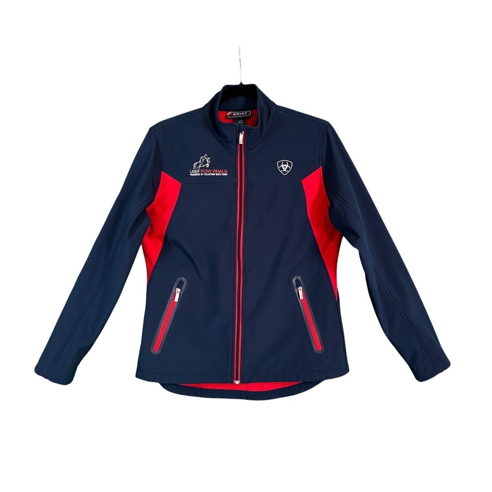 Ariat Jacket Team EQ Softshell USEF Pony Finals Navy Red L Equestrian Zip