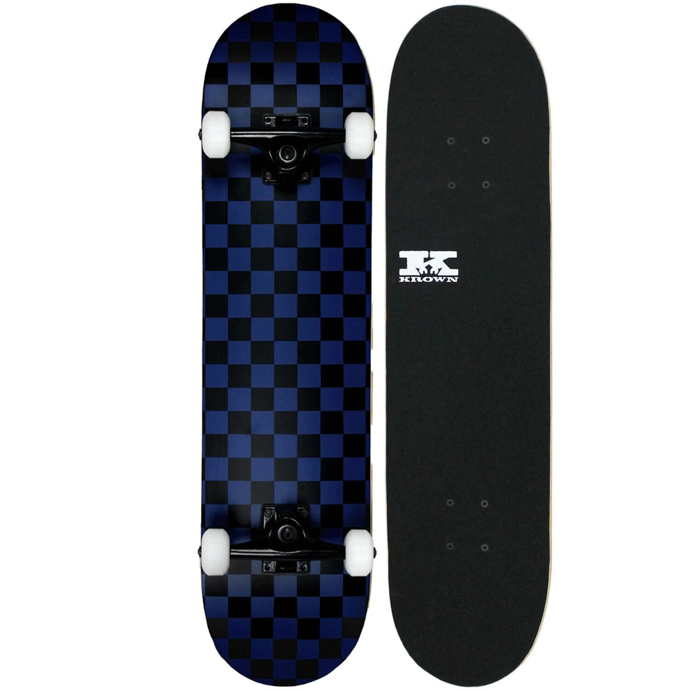 Krown Rookie Skateboard Complete Black/Blue Checker 7.75″