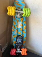 Kazam Taco Complete Skateboard Plastic Deck Kids Food Theme Blue Multicolor