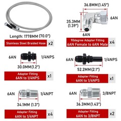 6AN 70 Inch GM Chevy Transmission Cooler Hose Line Kit Heavy Duty TBI