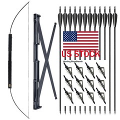 60″ Archery Foldable Bow Right Hand Folding Survival Bow Hunting Target Arrows