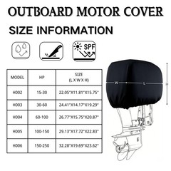 Boat Marine Outboard Engine Cover for Mercury Lightweight: 100-150HP, black