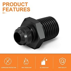 PCS Black 6AN Male Flare to 3/8″ NPT Male Pipe Fitting 6AN-3/8″NPT(Black) 5