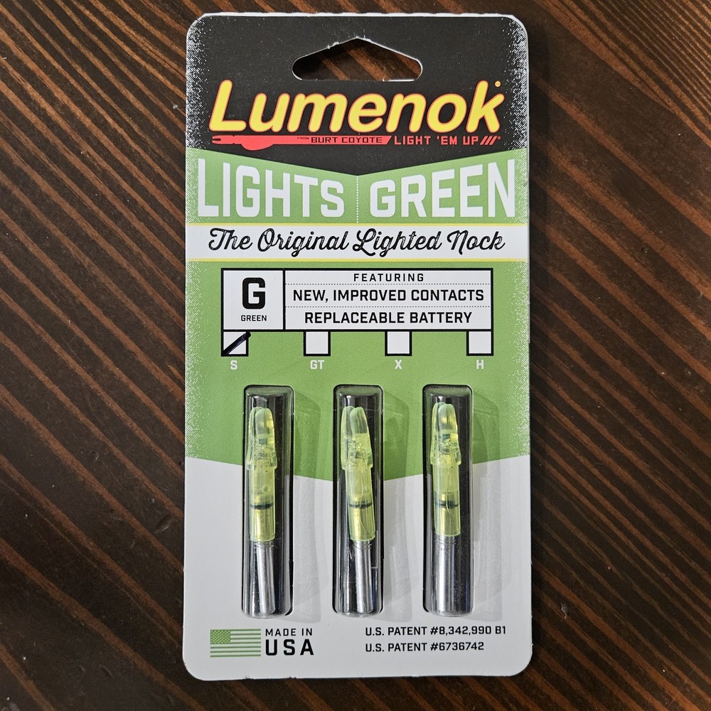 Lumenok Lighted Arrow Nock .245″ ID Green 3-Pack S Size