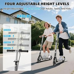 Scooters for Kids 8-12, Teens & Adults – Load 240 LBS, 8-Inch Wheels, Kick Scoot