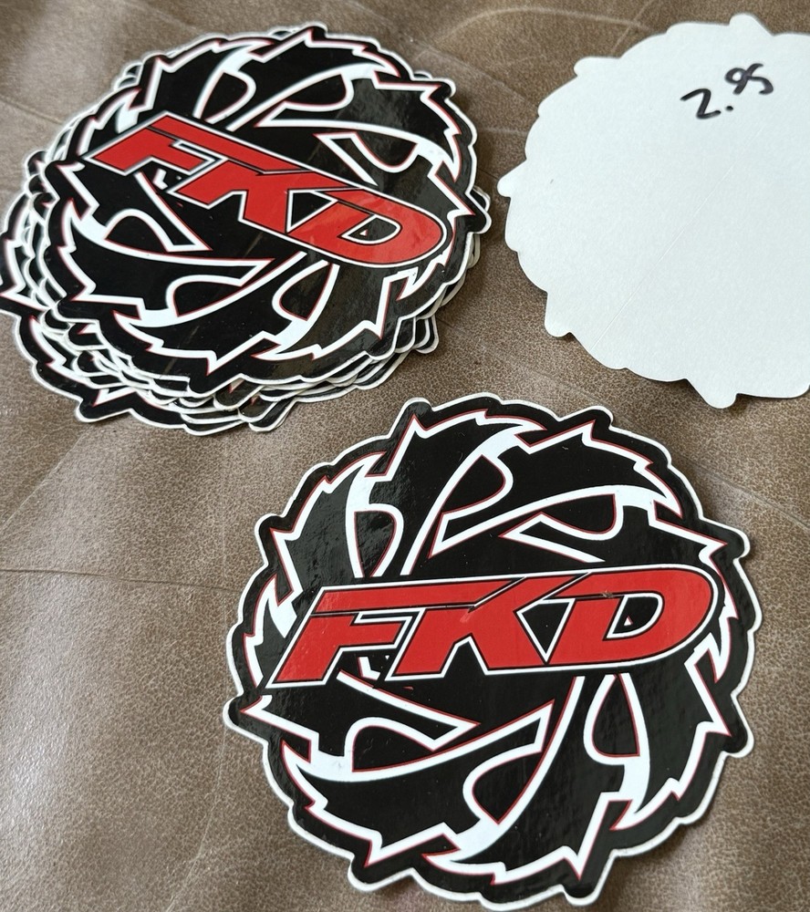 FKD Skateboard Stickers Lot 5 Pcs • 4” Red Black Wheels Logo Decals NOS