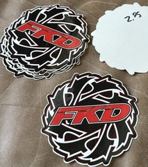 FKD Skateboard Stickers Lot 5 Pcs • 4” Red Black Wheels Logo Decals NOS