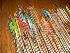 Vintage Lot Of 62 Mixed Easton Aluminum Target Arrows ~ for Repair READ.