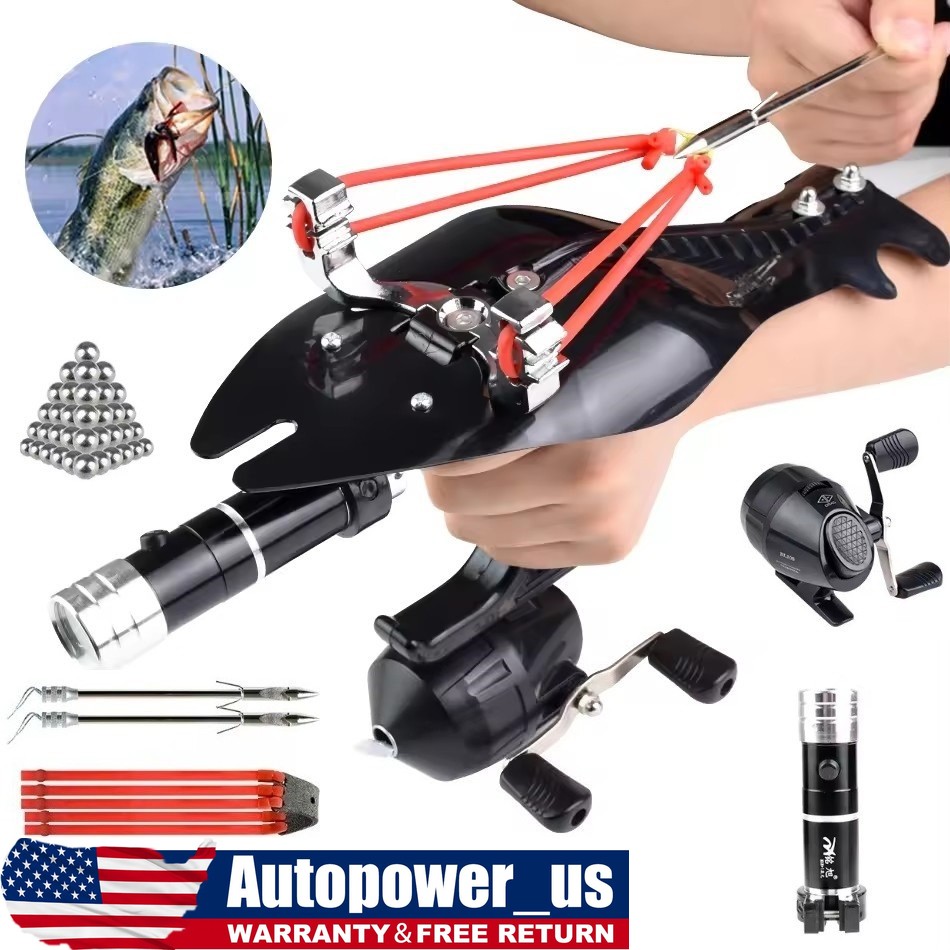 Hunting Fishing Slingshot Pro Laser Catapult Shooting Bow Archery Bowfishing Set