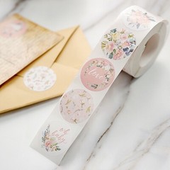 500 Assorted Round Floral Self Adhesive STICKERS Baby Shower Roll DIY LABELS