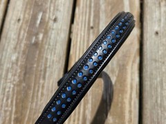NEW High Quality Black Leather BLUE GLITTER Dressage Browband – F/S – 16.25″ L