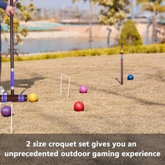 Deluxe 8 Players Croquet Set with 32In Regulation | 28In Standard Size Rubber