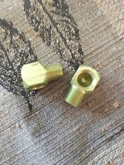 2 Yellow Greenish Aluminum 1/8th NPT Paintball Air Line 90 Degree Elbows