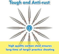 MOLFUZ 12Pcs Archery Field Points /200 Grain, Stainless Steel Screw-In Practice