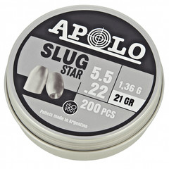 APOLO Slug STAR HP 200 Count HOLLOW POINT 5.5mm .22 Caliber 21gr Airgun Pellets