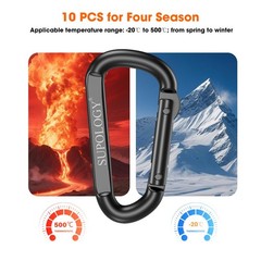 Carabiner Clips, 900 LBS 2.5″ Iron Heavy 10 PCS Silver